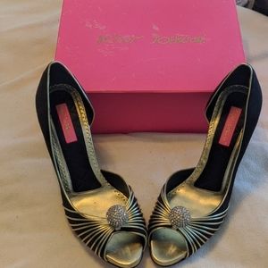 Betsy Johnson and gold heels size 9.5